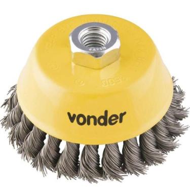 Imagem de Escova copo torcida 3" rosca m14 aço carbono polido 12500rpm - Vonder