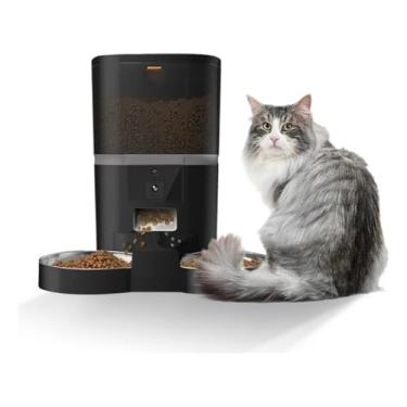 Imagem de Alimentador Automático para Gatos com Câmera WiFi - Controle por App, Ideal para Viagens, Projeta e Alimenta Seu Pet (Preto)