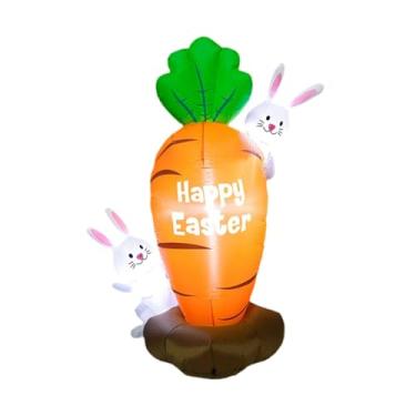 Imagem de UGPLM Decoração inflável de Páscoa, inflável de brinquedo, cenário para fotos, decoração de jardim com luzes de LED para gramado externo.