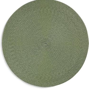 Imagem de Descanso De Prato Sousplat Redondo em Tecido Polipropileno Trançado Verde 37,5 de cm de Diâmetro Design Elegante para Mesa de Jantar Panela Cozinha Proteção contra Calor e Arranhões