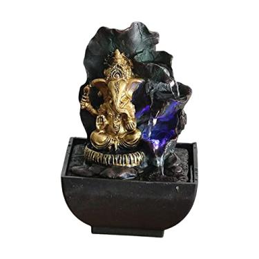 Imagem de Wswqop Estátua de Ganesha, Fonte de Água de Mesa, Escultura de Buda, Estatuetas, Elemento de Água, Cascata para Jardim de Pedras, Ornamento para, Presen, 13cm x 13cm x 19cm
