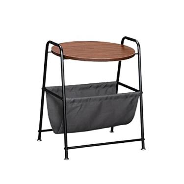 Imagem de Mesa central de duas camadas trapezoidal pequena mesa de centro sala de estar mesa lateral de ferro forjado moda simples pequena mesa de centro mesa de quarto