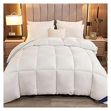 Imagem de Cobertor de penas de ganso 95% cor pura colcha de penas de inverno edredons para cama queen king (cor: branco, tamanho: 220 x 240 3 kg)