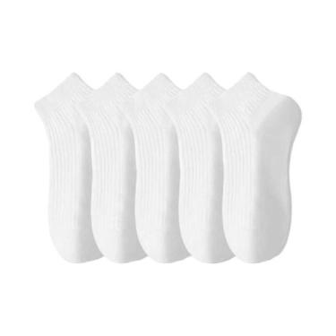 Imagem de Meias De Algodão 100% Para Mulheres, 5 Pares, Invisíveis, Absorventes 