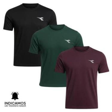 Imagem de Kit 3 Camisetas Diadora Small Logo Masculina - Preto e Bordô M, M