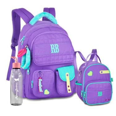 Imagem de Kit Escolar Mochila Lancheira Rebecca Bonbon Pelúcia RB, RB26239 Roxa