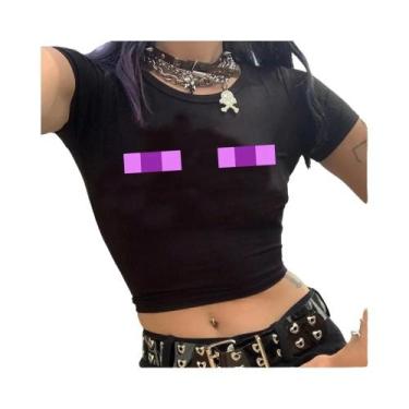 Imagem de Camiseta Cropped Gráfica Feminina Y2K Harajuku Hip Hop Grunge Goth Vin