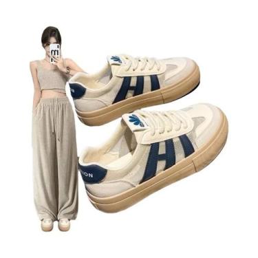Imagem de Tênis Feminino Retrô Estilo Forrest Gump Com Sola Grossa, Respirável, 