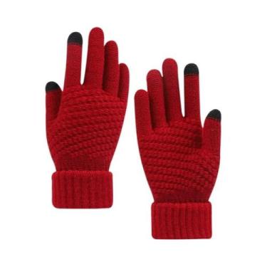 Imagem de Luvas De Inverno Grossas E Quentes De Tricô Com Tela Sensível Ao Toque