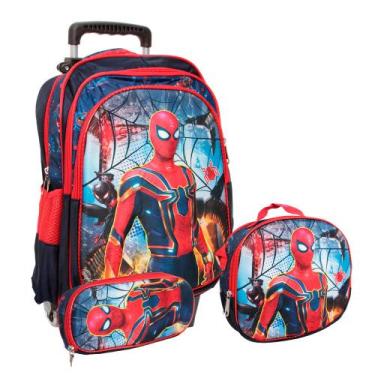 Imagem de Kit Mochila Infantil Menino Com Rodinhas Lancheira Térmica - Plike