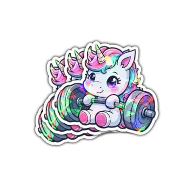 Imagem de 3 peças de adesivos de academia de unicórnio, adesivos de ginástica, adesivos engraçados de unicórnio, decalque fitness com peso único para laptop, garrafa de água, carro, telefone, capacete, janela