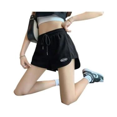 Imagem de Shorts Esportivos Femininos De Cintura Alta Com Cordão, Casuais, Finos