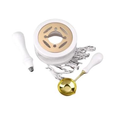 Imagem de Conjunto De Selos De Cera De Madeira Com Forno De Fusão, Colher E Aque