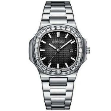 Imagem de Relogio Masculino Casual Quadrado Em Aço Inoxidável Impermeavel 3atm Preto