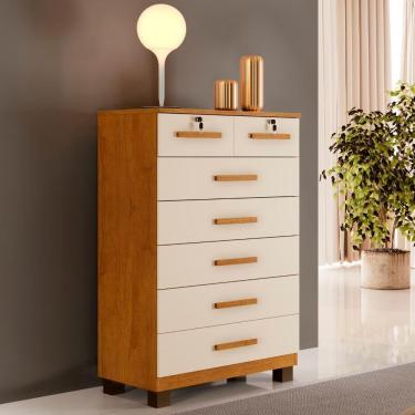 Imagem de Cômoda New Barcelona 7 Gavetas Benetil Cor:cinamomo/off