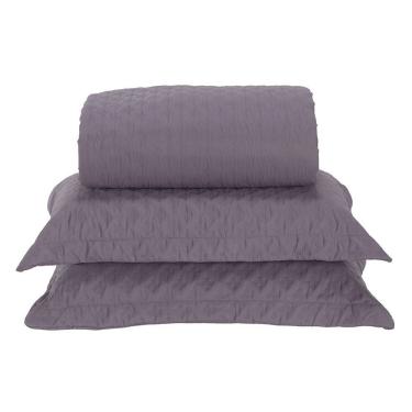 Imagem de Kit Cobre Leito Milão Casal 3 Peças 100% Poliéster - Lavanda / Branco