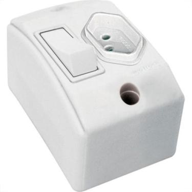 Imagem de Interruptor Externo Perlex Retangular Branco 1 Simples+Tomada 20A 170/