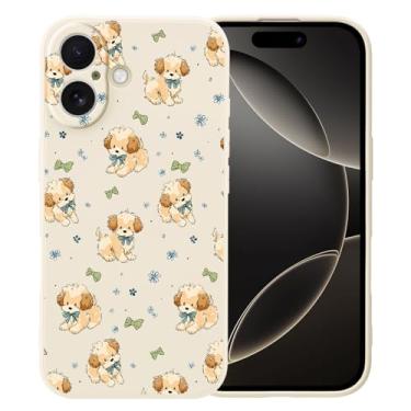 Imagem de MAYCARI Linda capa de cachorro com flores azuis para iPhone 17 Pro Max de 6,9 polegadas, compatível com Magsafe, capa de borracha gel macia de silicone líquido de ajuste fino com forro de microfibra à