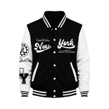 Imagem de Jaqueta Masculina Retrô De Beisebol Nova York Em Moletom Macio  Casaco