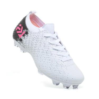 Imagem de Chuteira Campo Masculina Feminina 7 Lks - Look Shoes, BcoPto/Rosa, Uni