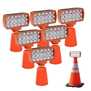 Imagem de Sinalizador Solar Viario Kit 6 Duas Cores Cone Alerta  Noturna Obra Rodovia Alerta Estrada Avenida Transito