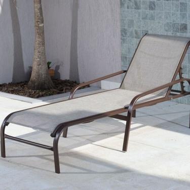 Imagem de Kit 2 Espreguiçadeiras para Jardim 46cm X 62cm X 190cm Slim Marrom/Bege