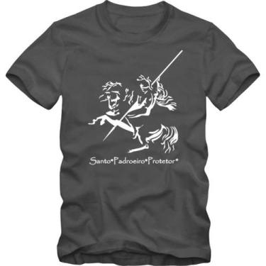 Imagem de Camiseta Masculina São Jorge Guerreiro Estampa Santo Católico Algodão 