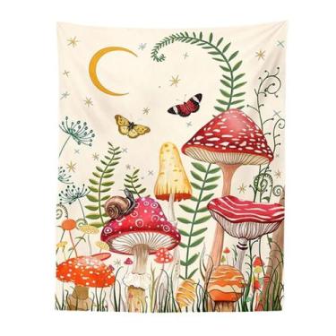 Imagem de Tapeçaria, parede de cogumelos psicodélicos marinhos, 150x130cm, micro