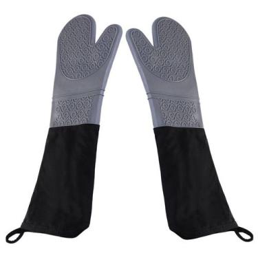 Imagem de Luvas de forno resistentes ao calor, silicone, cinza, 50 cm, conjunto 