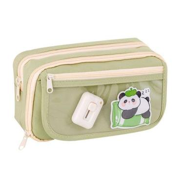 Imagem de Estojo para lápis Panda, capa flip transparente de grande capacidade -