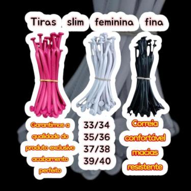 Imagem de Tiras para chinelo feminino slim fina kit 2 pares correia fina para ch