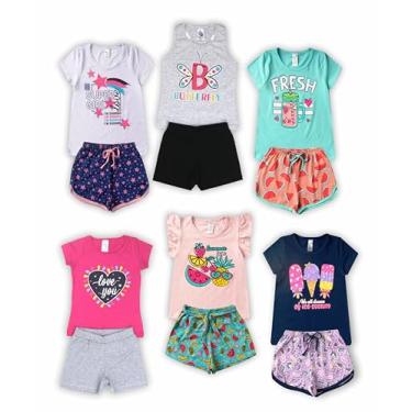 Imagem de Kit com 12 peças em Cotom Infantil para Menina - Verão 1 ao 8