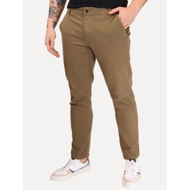 Imagem de Calça Aramis Masculina Chino Slim Maquinetada Marrom Tamanho Calças:48