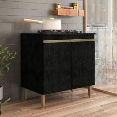 Imagem de Balcão de Cooktop para Cozinha Milão com 2 Portas Menu Móveis Preto