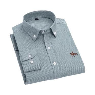 Imagem de Camisa Oxford De Algodão Masculina De Manga Longa, Macia, Confortável,