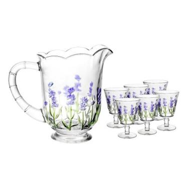 Imagem de Conjunto Jarra E 6 Taças Lavanda Hand Painting 1,3L/ 240ml Lyor