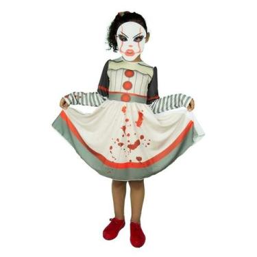 Imagem de Fantasia It A Coisa Feminina Infantil Vestido e Máscara de Halloween -