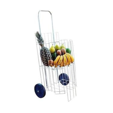 Imagem de Carrinho de Compras Galvanizado Reforçado com Rodas para Transporte de Mercadorias Santa Edwirges