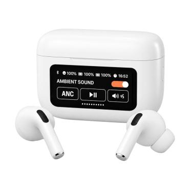 Imagem de Headphone TWS MDM Pareamento Rápido Tela Touch LCD com Modo Gaming e Bass Booster Branco Perolado