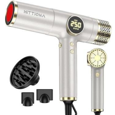 Imagem de Secador de cabelo iônico infravermelho com difusor – Secador de cabelo de dupla tensão de 2000 W, presente para mulheres, secagem rápida, controle de frizz, leve e baixo ruído, luz vermelha e íons
