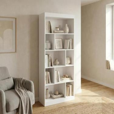 Imagem de Estante para Livros 4 Prateleiras 70x182cm LV300 Branco - DJD Móveis