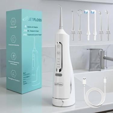 Imagem de Irrigador Oral, JETFLOSS ULTRA, Portátil,Bivolt, Limpeza profunda dos dentes, combate gengivite, Limpa Implantes,Fio Dental Elétrico,Níveis de pressão Potente, capacidade 310ml (Branco)