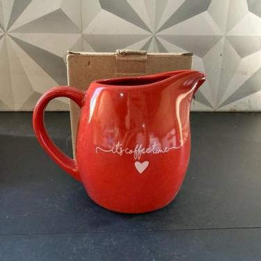 Imagem de Leiteira Lamour de porcelana vermelha ou rosa 245ml hauskraft para lei
