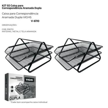 Imagem de Kit 2 Caixas de Correspondencia Dupla Aramadas Preto - Vighs