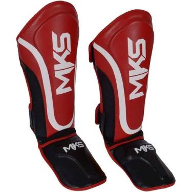 Imagem de Caneleira MKS Combat Prospect Muay Thai e Kickboxing, Vermelho, GG