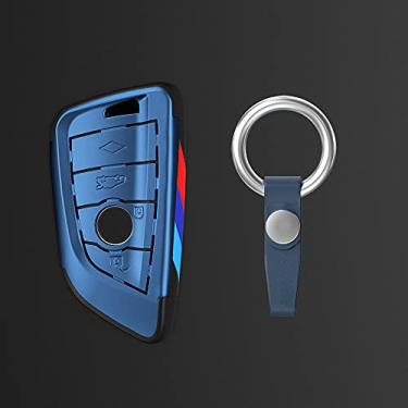 Imagem de YJADHU Protetor da tampa do estojo da chave do carro, adequado para BMW X1 X3 X4 X5 F15 X6 F16 G30 Série 7 G11 F48 F39 520 525 f30 118i 218i 320i, azul 1