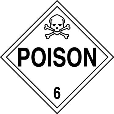 Imagem de Accuform Placas MPL601VS1 Placa adesiva de vinil Hazard Classe 6 DOT, Legend "POISON 6" com gráfico, 26 cm de largura x 26 cm de comprimento, preto sobre branco