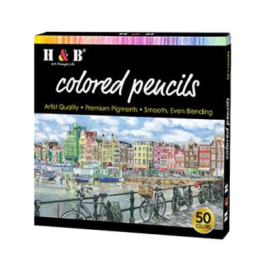 Imagem de Fantercy Conjunto de lápis de cor a óleo H B 50 cores pré-afiadas Lápis de desenho de cor Suprimentos de arte para estudantes Adultos Artistas Desenho Esboço Livros para colorir Decoração Projetos DIY
