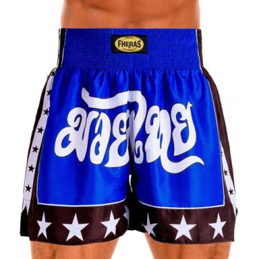 Imagem de Shorts Muay Thai Boxe Bermuda Calção Modelo Estrela Azul - Fheras