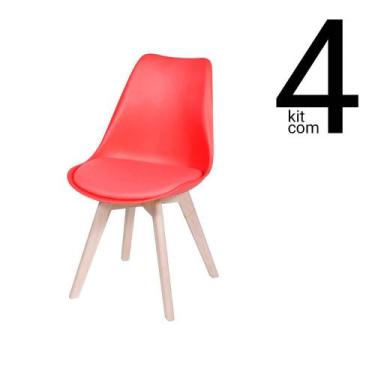 Imagem de Conjunto 4 Cadeiras Saarinen Wood - Vermelha - Ordesign